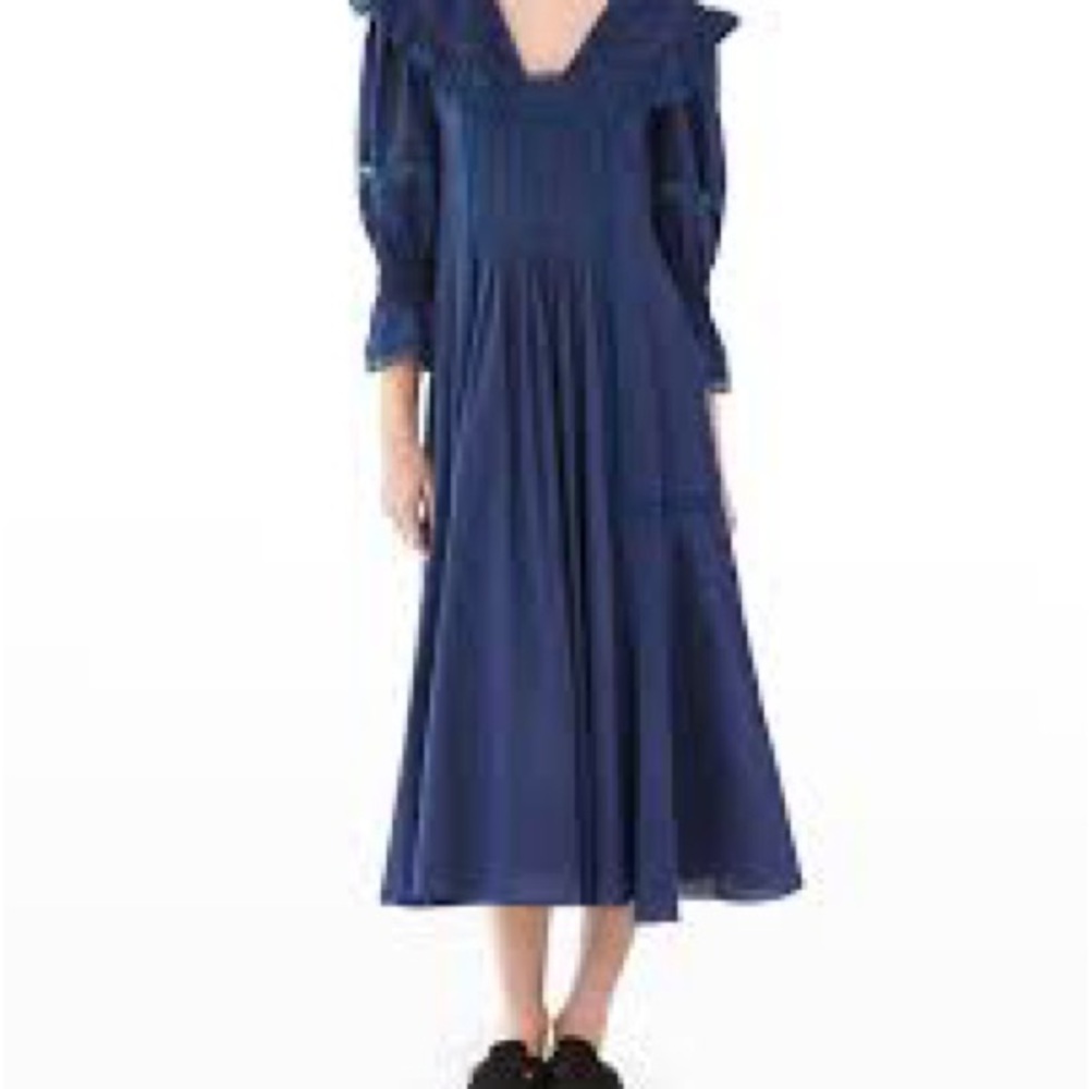 Hunter Bell NYC Selena Cotton Voile Ruffle Lace Midi Dress size 4 prairie boho